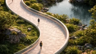 天職を見つけたいと迷う人が現在地を見極めながら曲がりくねった道を歩いている様子